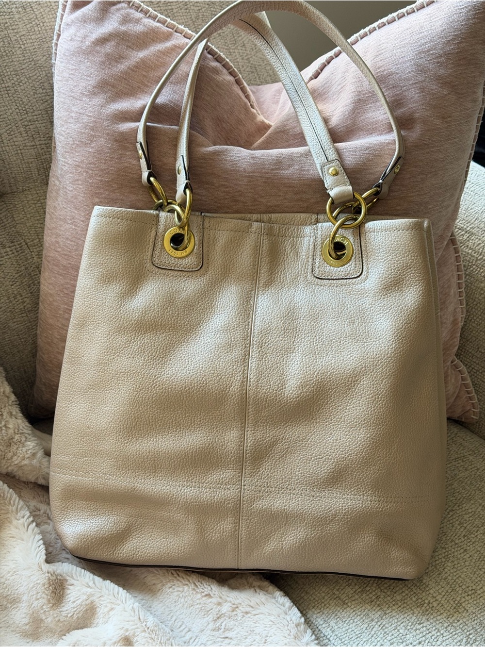 COACH PENELOPE Champagne leather Buckle tote Shoulder Bag F-18890 - Picture 2 of 16